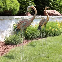 Net Health Shops Golden Crane Metal Statue 2-pc. Yard Art