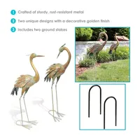 Net Health Shops Golden Crane Metal Statue 2-pc. Yard Art