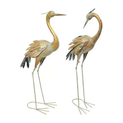 Net Health Shops Golden Crane Metal Statue 2-pc. Yard Art