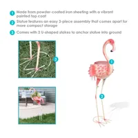 Net Health Shops Flamingo Metal Planter Statue 2-pc. Yard Art