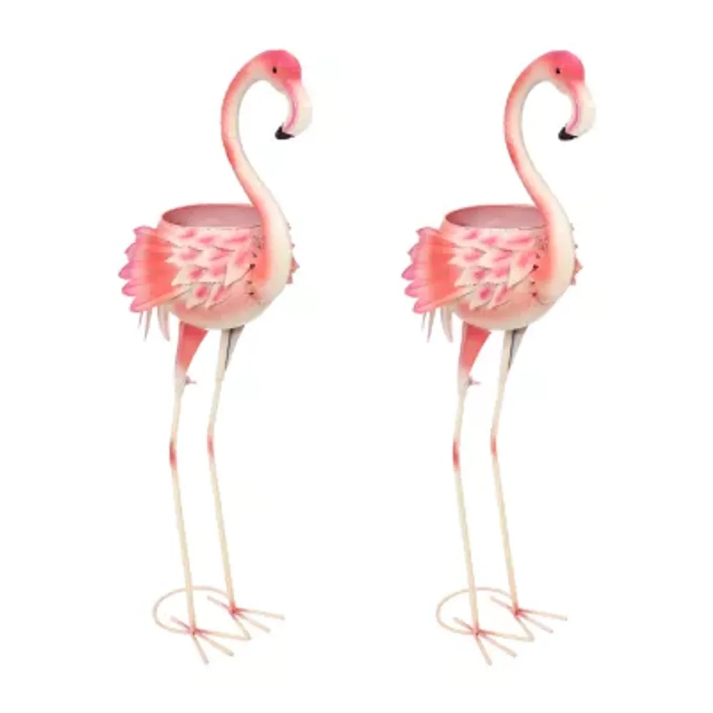 Net Health Shops Flamingo Metal Planter Statue 2-pc. Yard Art