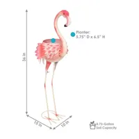 Net Health Shops Flamingo Metal Planter Statue 2-pc. Yard Art