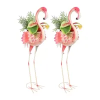 Net Health Shops Flamingo Metal Planter Statue 2-pc. Yard Art