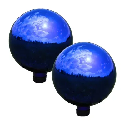 Net Health Shops Blue Mirrored Gazing Globe - 10 Inch 2-pc. Glass Yard Art