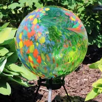 Net Health Shops Green Artistic Gazing Ball - 10 Inch Glass Yard Art