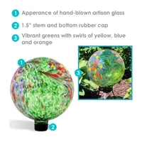 Net Health Shops Green Artistic Gazing Ball - 10 Inch Glass Yard Art