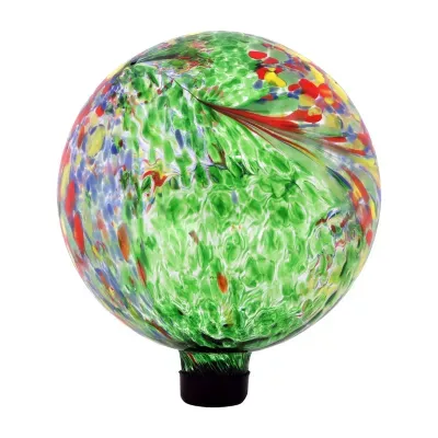 Net Health Shops Green Artistic Gazing Ball - 10 Inch Glass Yard Art