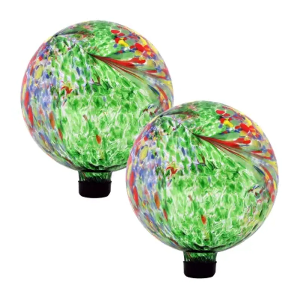 Net Health Shops Green Glass Gazing Globe - 10 Inch 2-pc. Yard Art