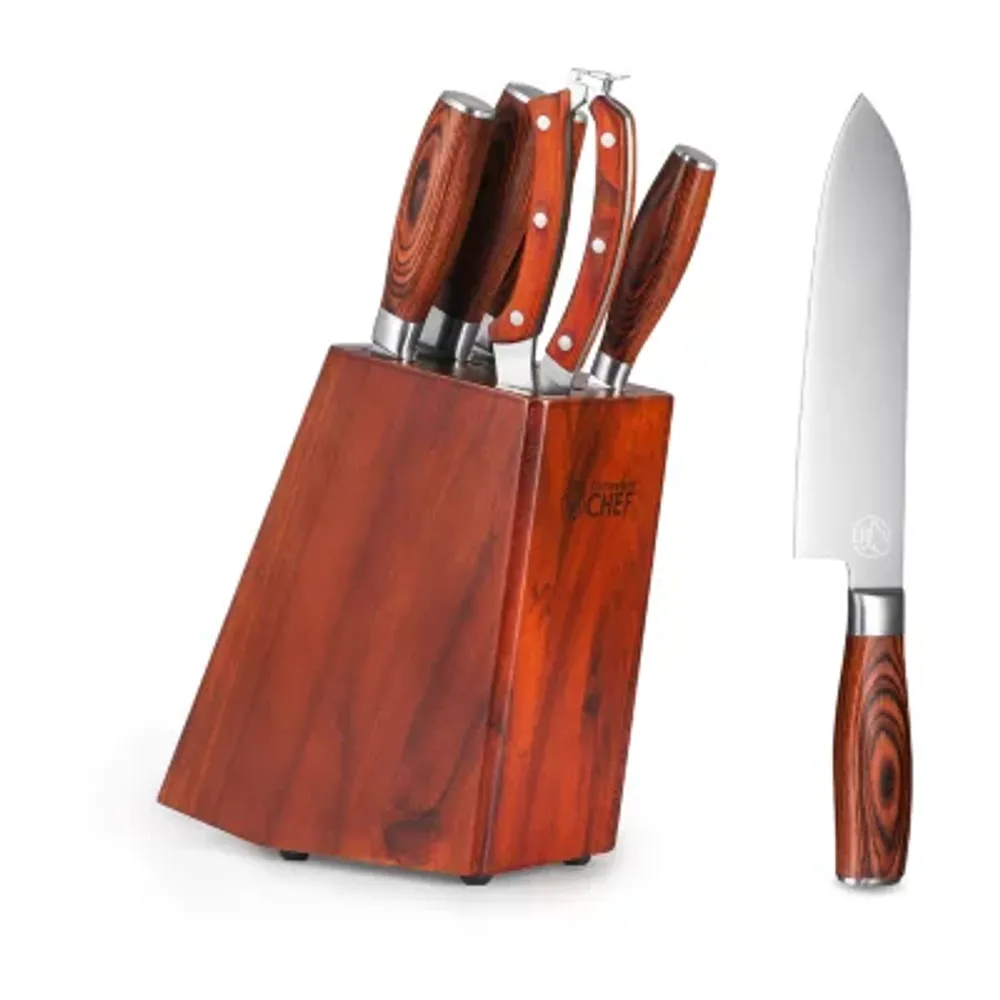 New Design Chef Bread Slicer Santoku Utility Steak Paring Kitchen Scissors  7 PCS Kitchen Knives Set with Wooden Block - China Kitchen Knife and Kitchen  Knife Set price