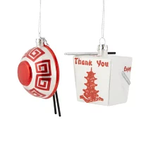 North Pole Trading Co. Noodle Bowl & Take Out 2-pc. Christmas Ornament