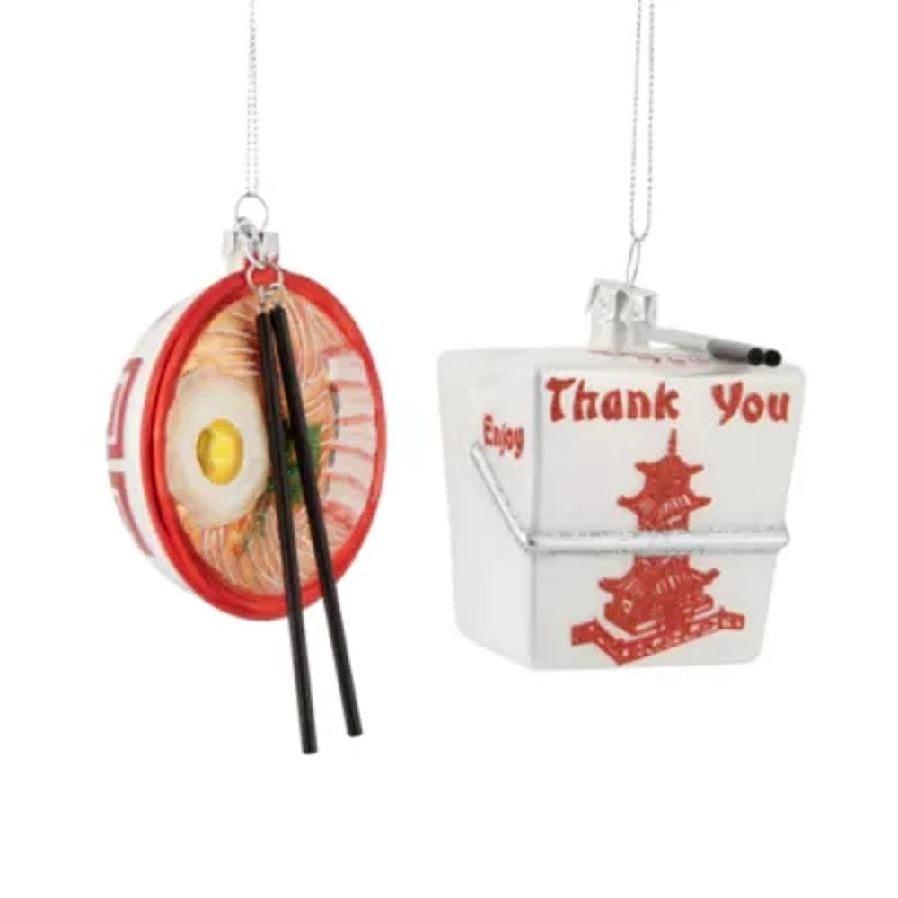 North Pole Trading Co. Noodle Bowl & Take Out 2-pc. Christmas Ornament