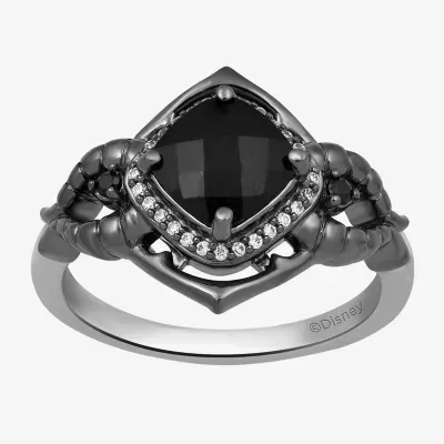 Enchanted Disney Fine Jewelry Villains Womens 1/10 CT. T.W. Genuine Black Onyx Sterling Silver Maleficent Sleeping Beauty Cocktail Ring