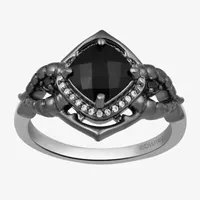 Enchanted Disney Fine Jewelry Villains Womens 1/10 CT. T.W. Genuine Black Onyx Sterling Silver Sleeping Beauty Maleficent Cocktail Ring