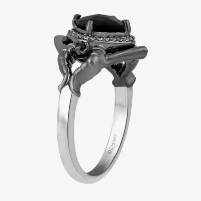 Enchanted Disney Fine Jewelry Villains Womens 1/10 CT. T.W. Genuine Black Onyx Sterling Silver Maleficent Sleeping Beauty Cocktail Ring