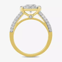 (G / Si2) Womens 3 CT. T.W. Lab Grown White Diamond 10K Gold Round Side Stone Wedding Bridal Set