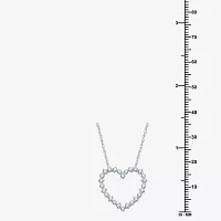 Womens 1/ CT. T.W. Lab Grown White Diamond Sterling Silver Heart 18 Inch Pendant Necklace