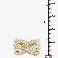 Womens 1 CT. T.W. Lab Grown White Diamond 14K Gold Over Silver Sterling Band