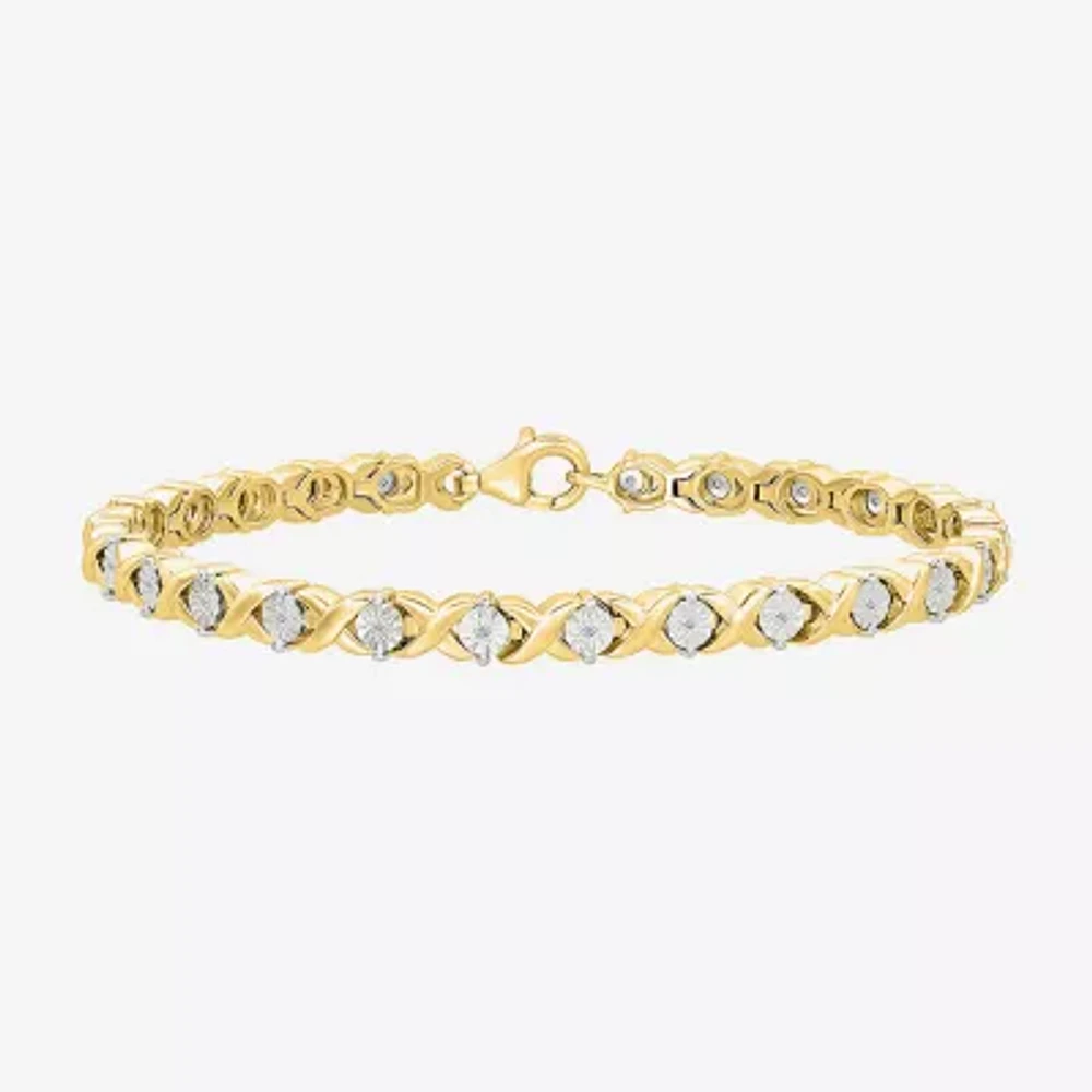 Womens 1/10 CT. T.W. Natural White Diamond Sterling Silver 7.5 Inch Tennis Bracelet
