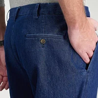 Haggar Stretch Denim Mens Classic Fit Pleated Front Pant