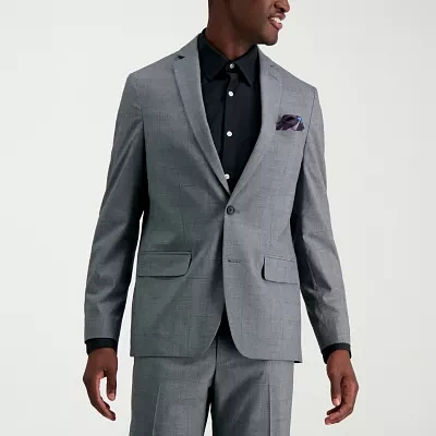 Haggar Glen Mens Plaid Stretch Fabric Slim Fit Suit Jacket
