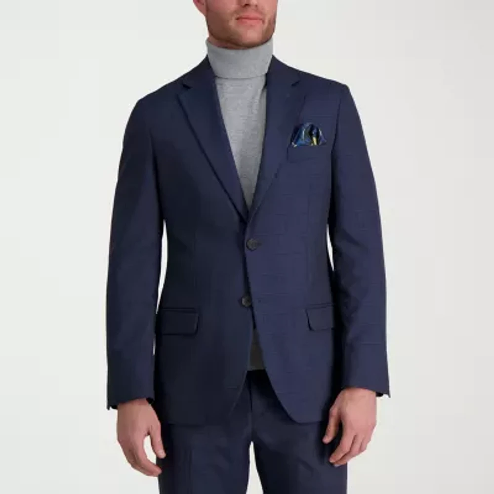 Haggar Tailored Windowpane Mens Stretch Fabric Classic Fit Suit Jacket