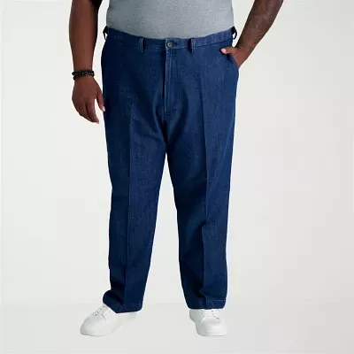 Haggar Stretch Denim Mens Big and Tall Classic Fit Flat Front Pant