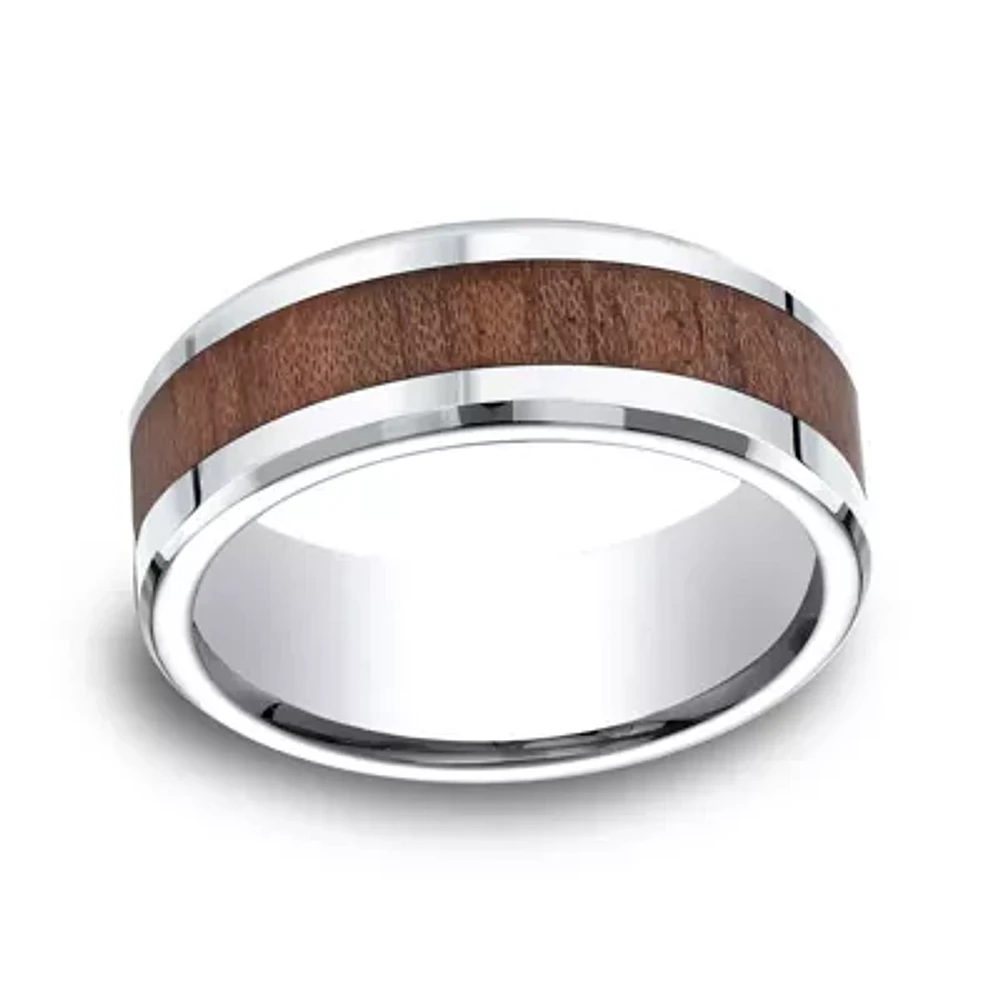 Mens Comfort Fit 8mm Cobalt with Rosewood Inlay Wedding Band