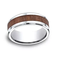 Mens Comfort Fit 8mm Cobalt with Rosewood Inlay Wedding Band