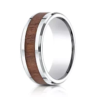 Mens Comfort Fit 8mm Cobalt with Rosewood Inlay Wedding Band