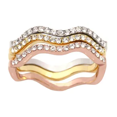 Sparkle Allure 3-pc. Crystal 14k Rose Gold Over Brass Ring Sets