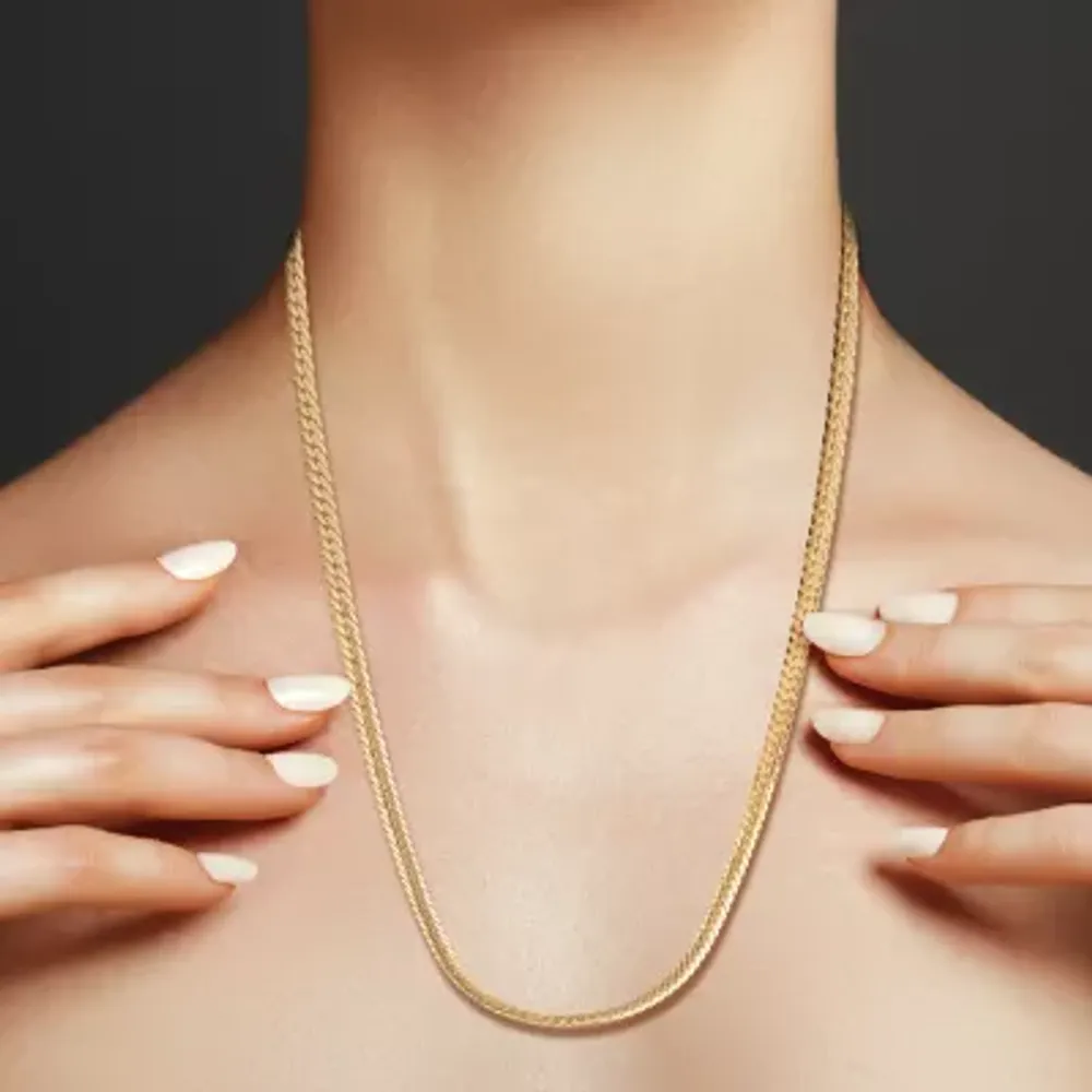 14K Gold Hollow Herringbone Chain Necklace