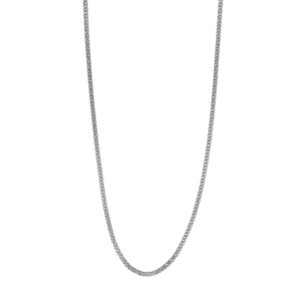 14K White Gold Hollow Box Chain Necklace