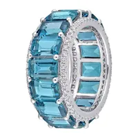 Genuine London Blue Topaz 14K White Gold Eternity Band