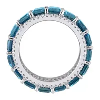 Genuine London Blue Topaz 14K White Gold Eternity Band