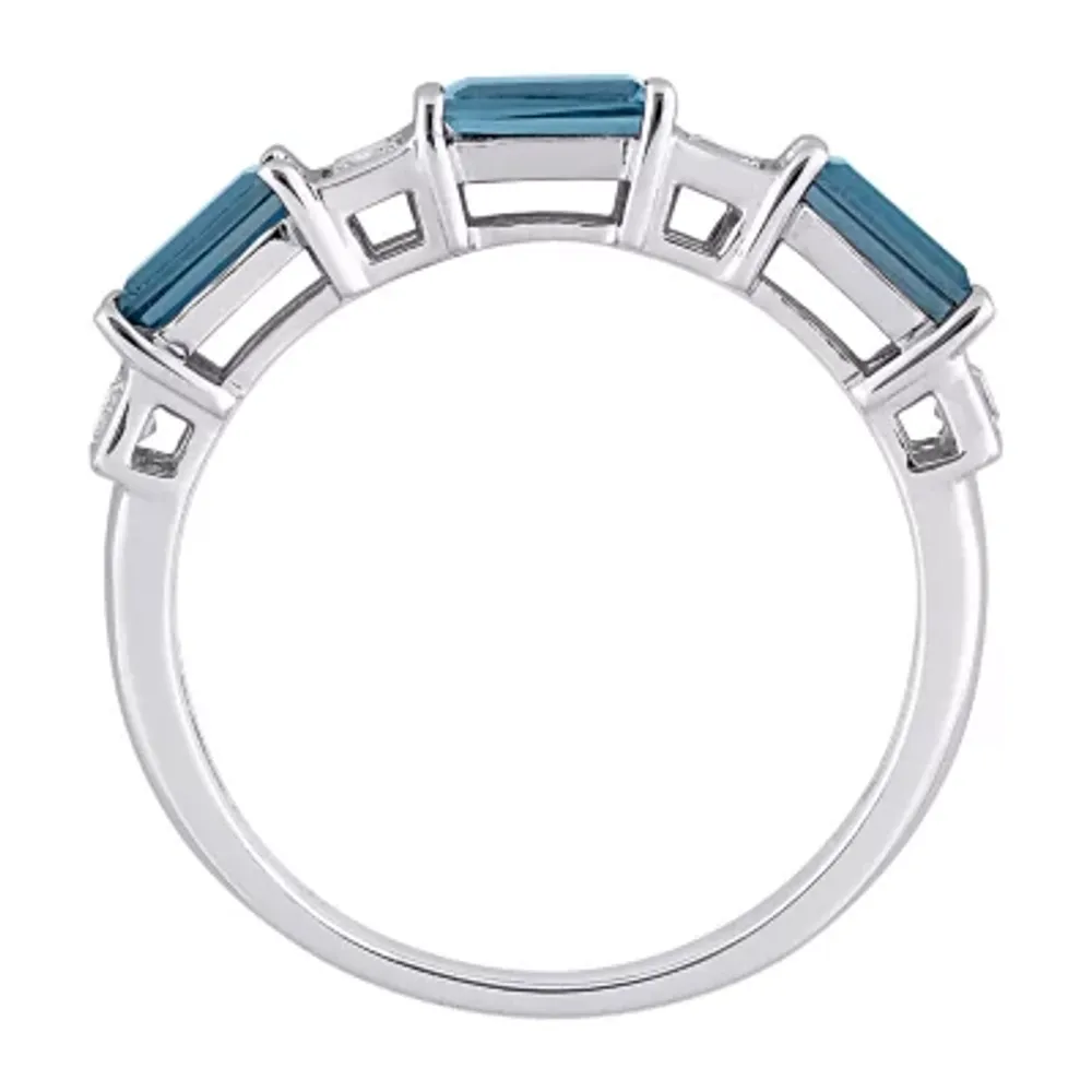 Genuine London Blue Topaz 10K White Gold Eternity Band