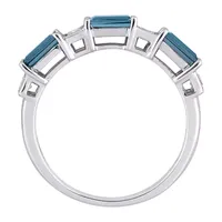 Genuine London Blue Topaz 10K White Gold Eternity Band