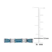 Genuine London Blue Topaz 10K White Gold Eternity Band