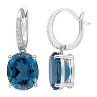 Genuine London Blue Topaz 14K White Gold Drop Earrings