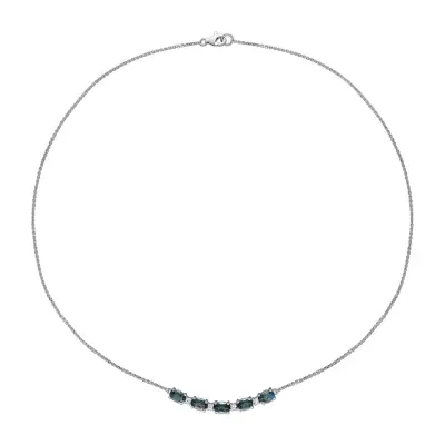 Womens Genuine London Blue Topaz 14K White Gold Pendant Necklace