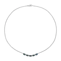 Womens Genuine London Blue Topaz 14K White Gold Pendant Necklace