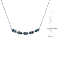 Womens Genuine London Blue Topaz 14K White Gold Pendant Necklace