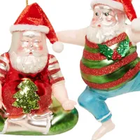 North Pole Trading Co. Share Joy Yoga Santas 2-pc. Christmas Ornament Set