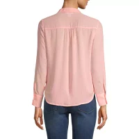Liz Claiborne Womens Long Sleeve Regular Fit Button-Down Shirt