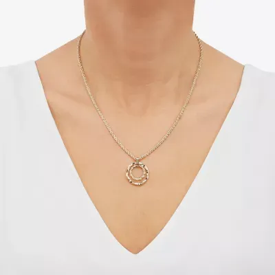 Womens 10K Gold Circle Pendant Necklace