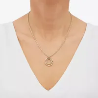 Womens 10K Gold Circle Pendant Necklace