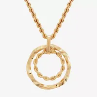 Womens 10K Gold Circle Pendant Necklace