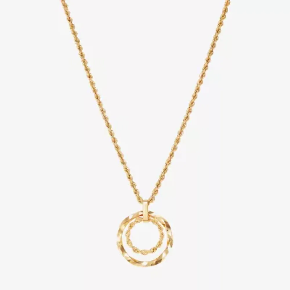 Womens 10K Gold Circle 18 Inch Pendant Necklace