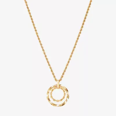 Womens 10K Gold Circle 18 Inch Pendant Necklace