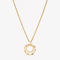 Womens 10K Gold Circle Pendant Necklace