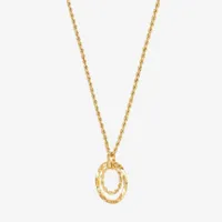 Womens 10K Gold Circle Pendant Necklace